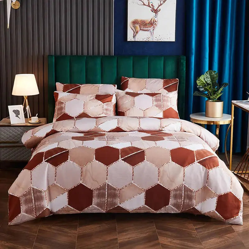 Geometric Hexagon Quilt Cover