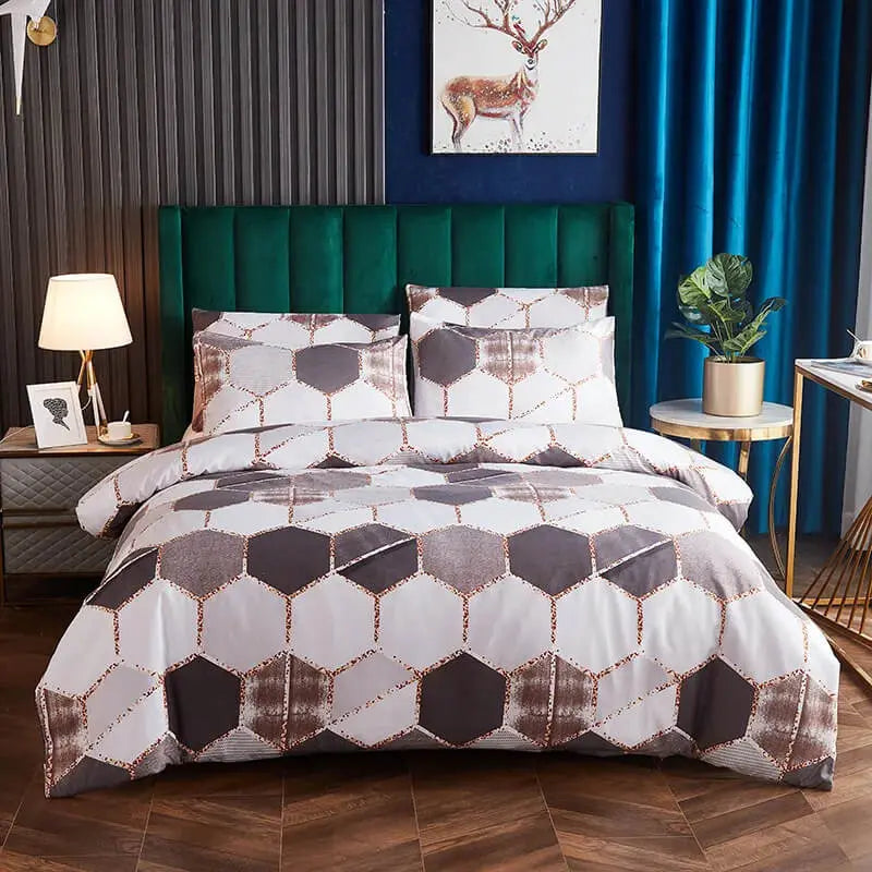 Geometric Hexagon Quilt Cover