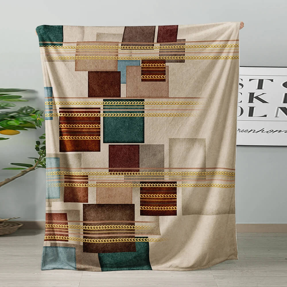 Abstract geometric pattern blanket for contemporary home decor