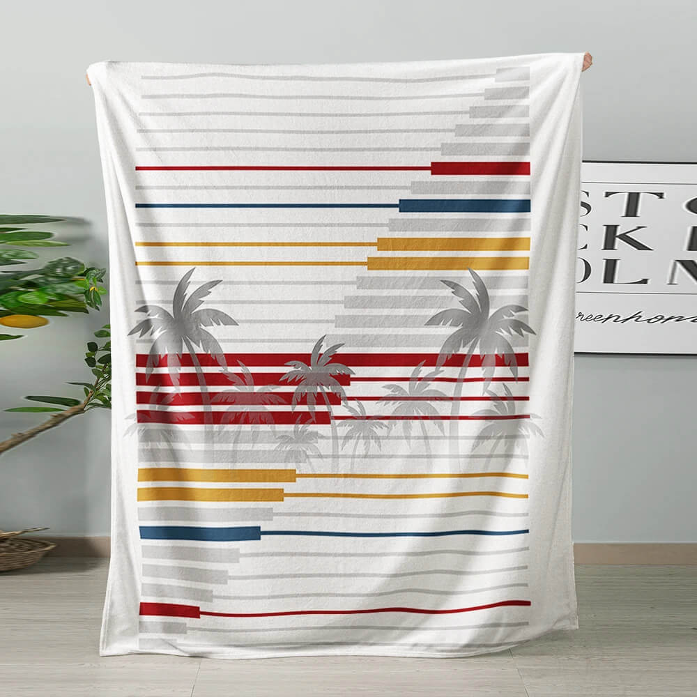 Flannel throw blanket with geometric print design