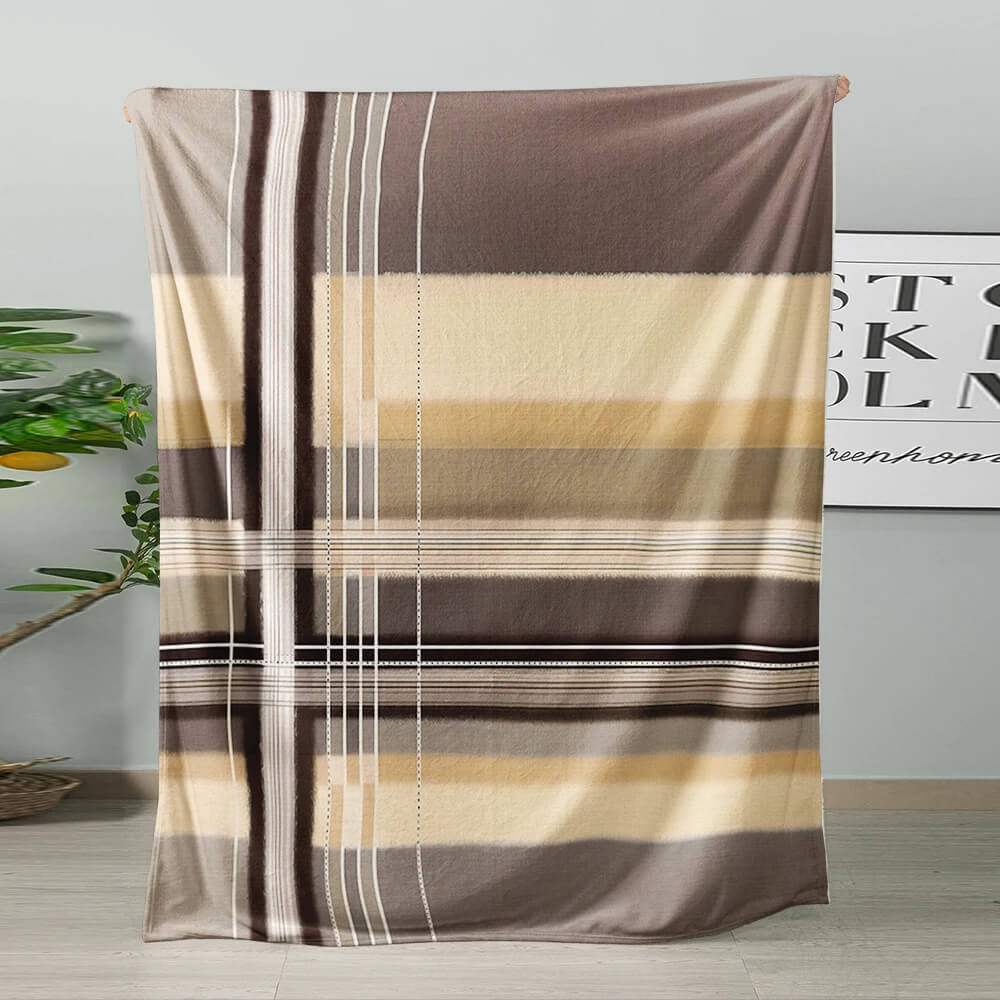 Geometric pattern strip blanket for contemporary bedroom decor