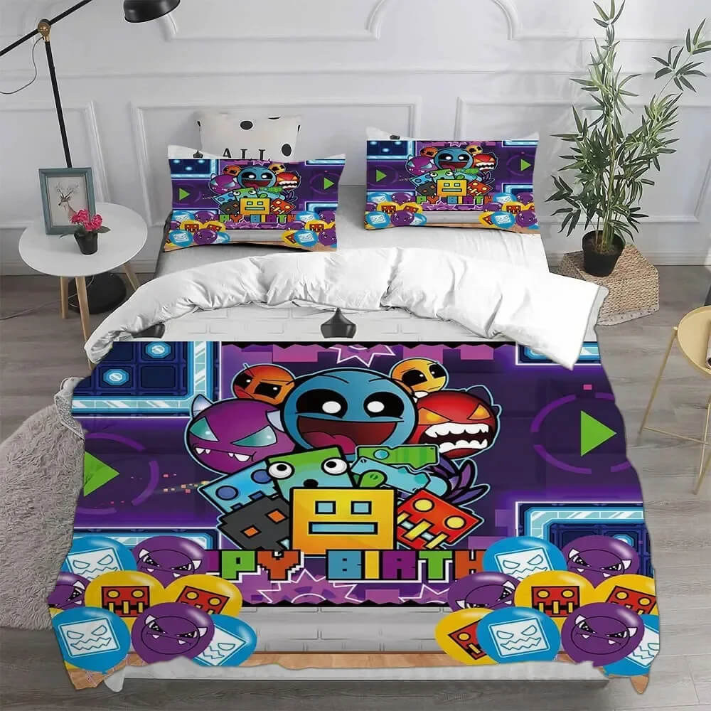 Stylish gamer bedroom bedding with 3D print