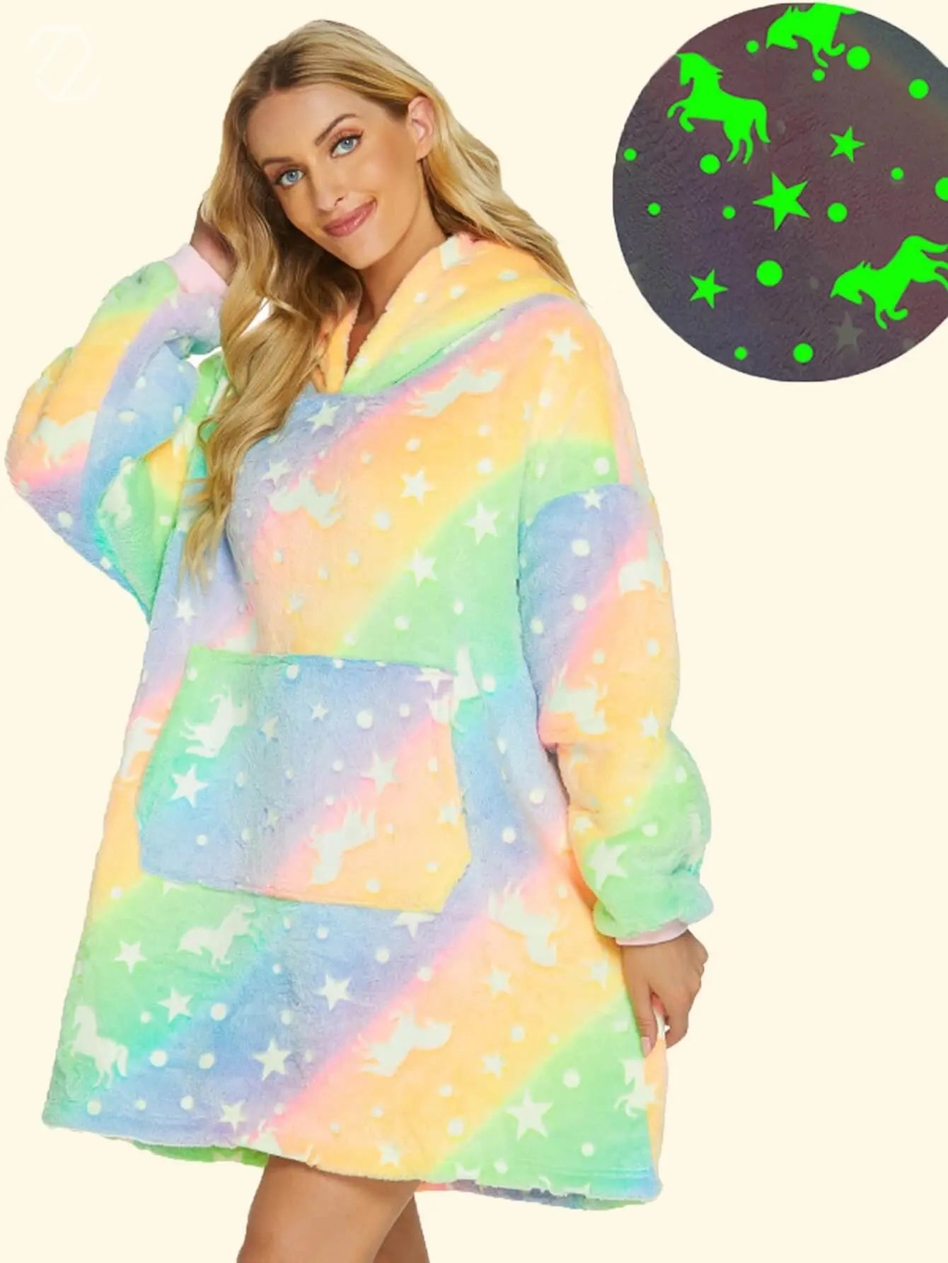 Soft fleece wearable unicorn blanket for kids and teens