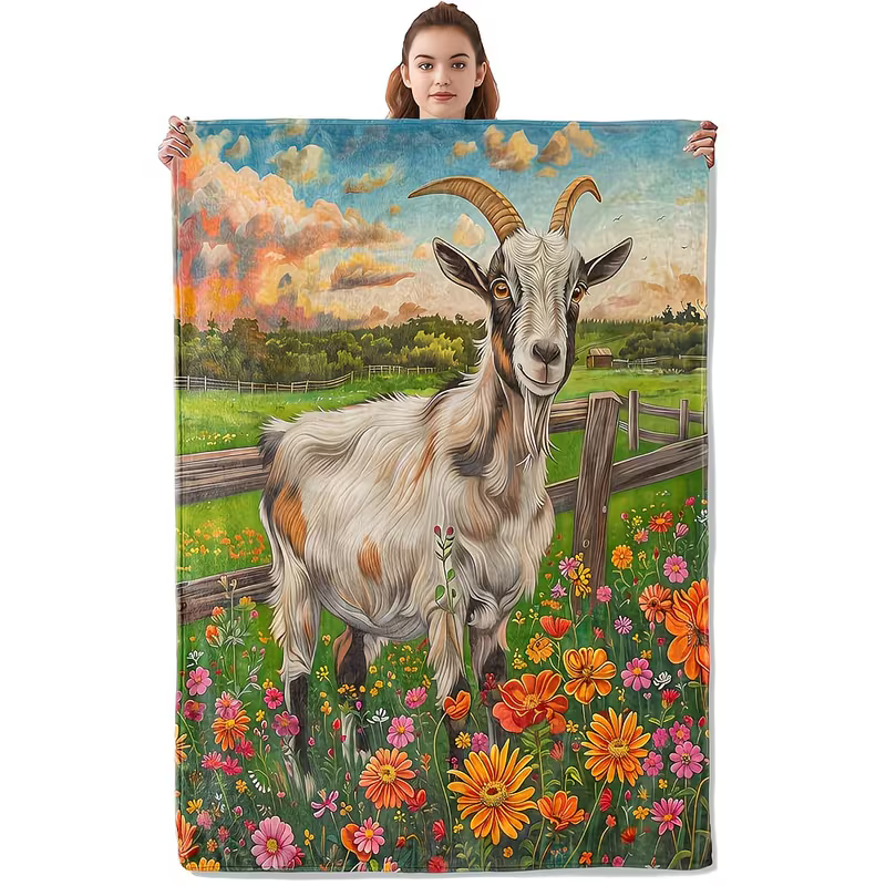 farm animal goat blanket HD print