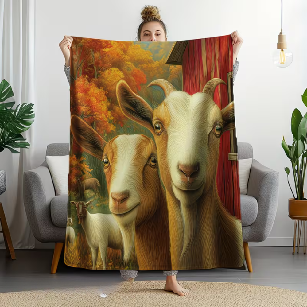 farmhouse goat blanket for sofa and bed