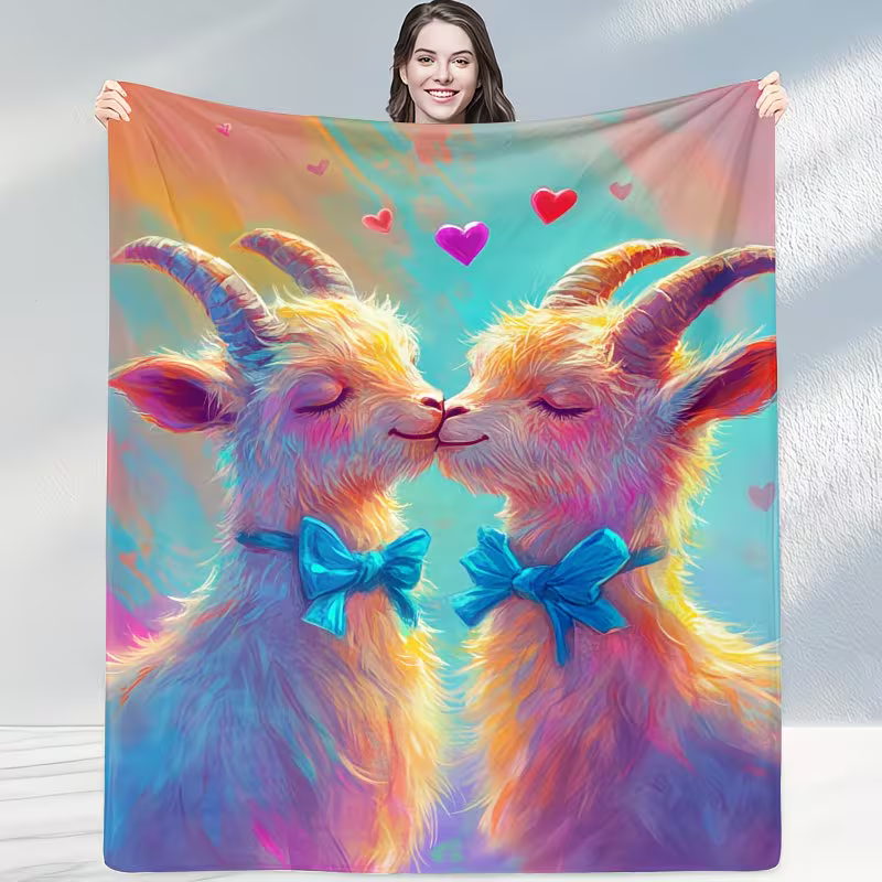 goat print blanket cozy flannel fabric