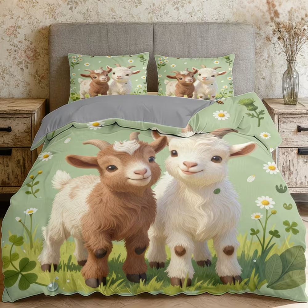 goat animal microfiber bedding for kids gift