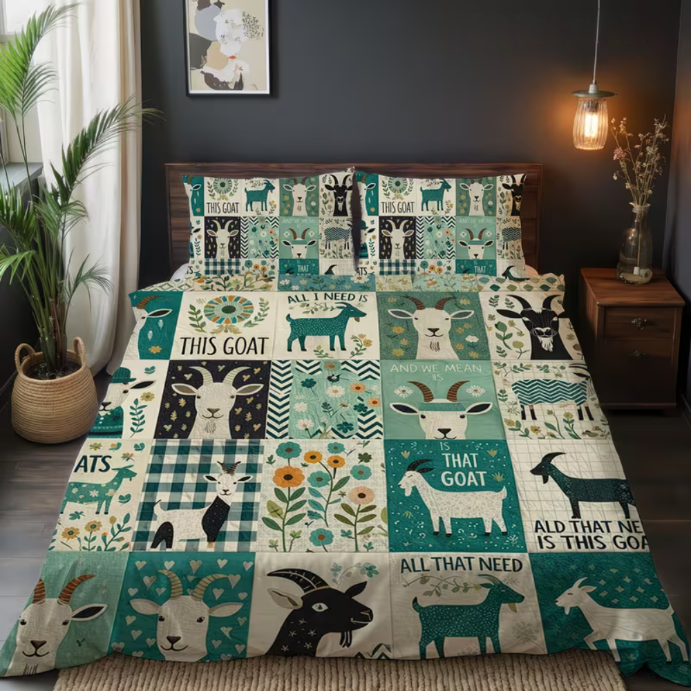 Goat-themed quilt set for kids, adults gift