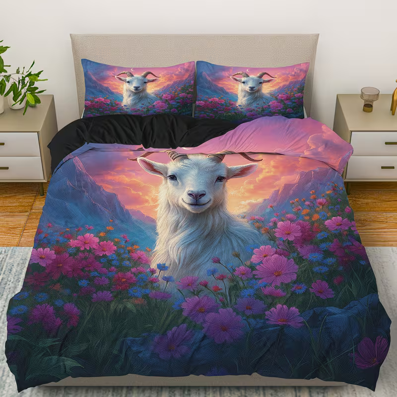 farmhouse bedding goat theme