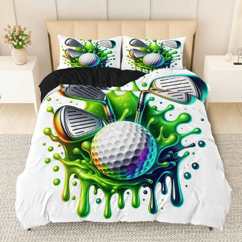 golf bedding close up