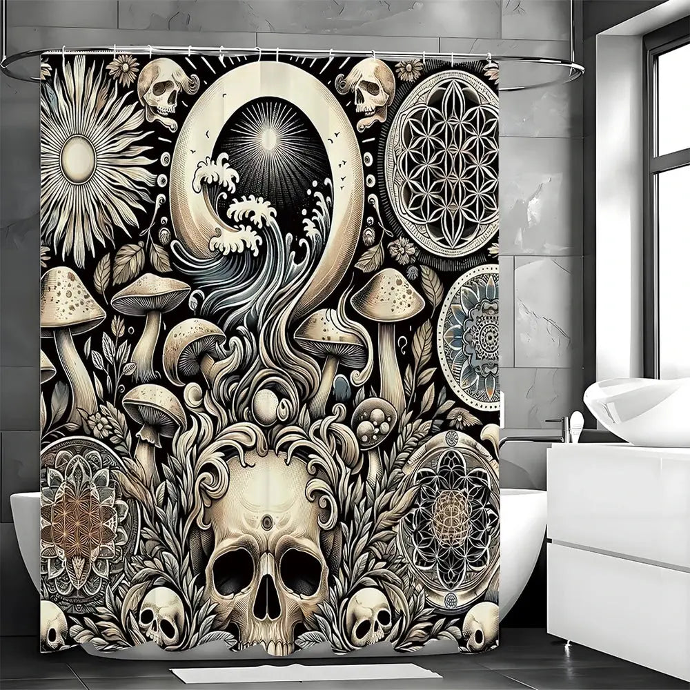 Gothic Mushroom Skull Shower Curtain My Store