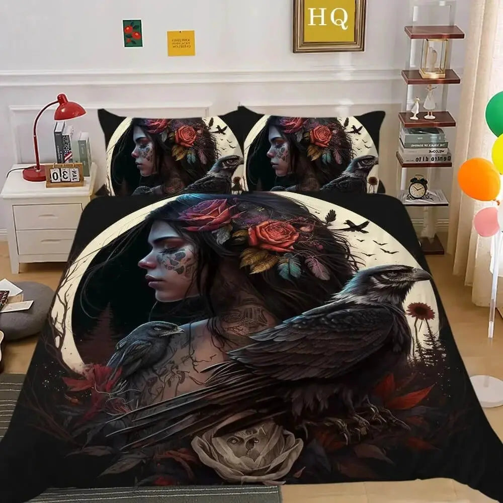 Gothic Raven Angle Quilt Cover
