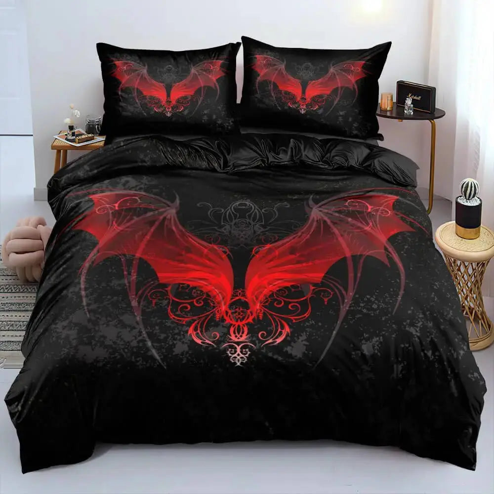 Gothic Style Bat Duvet Cover