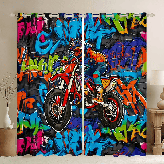 motocross rider curtains extreme sports design