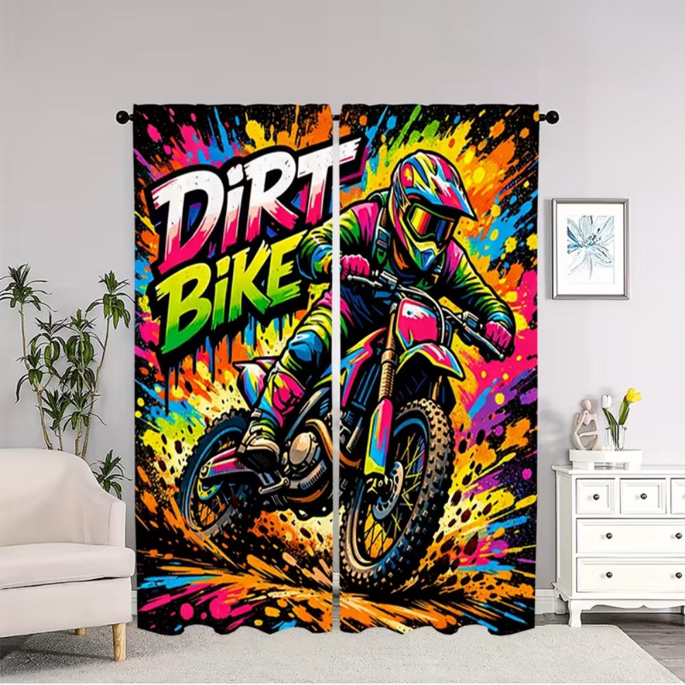 dirt bike curtains for bedroom decor