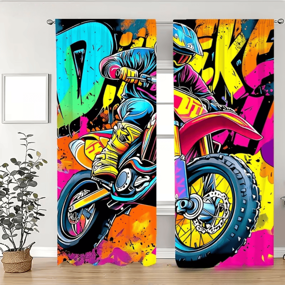 motocross window drapes sports theme