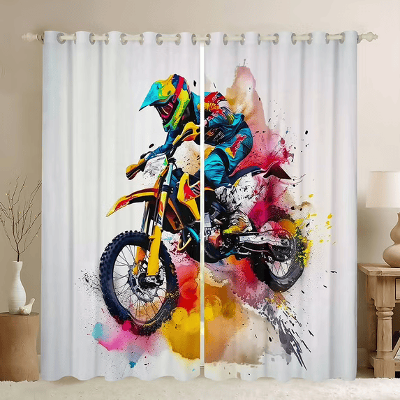 dirt bike rider bedroom curtains