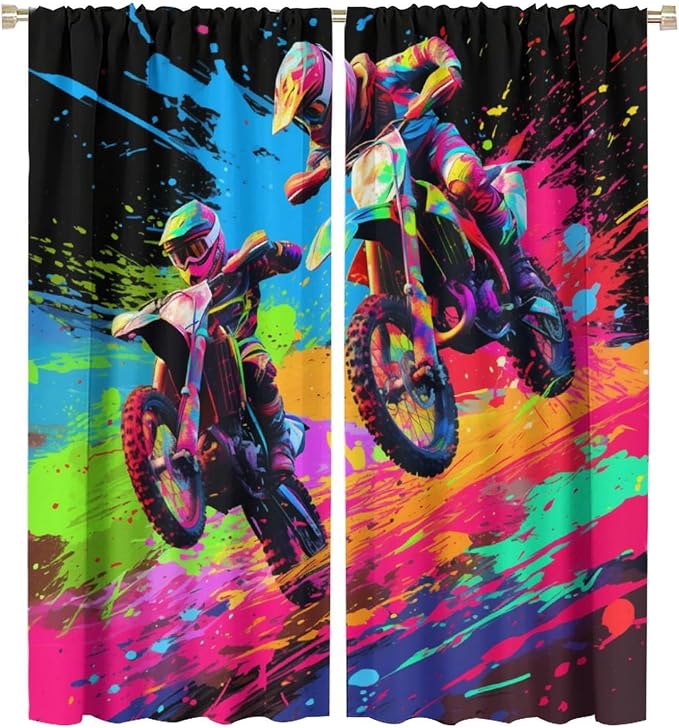 sports blackout curtains motocross style