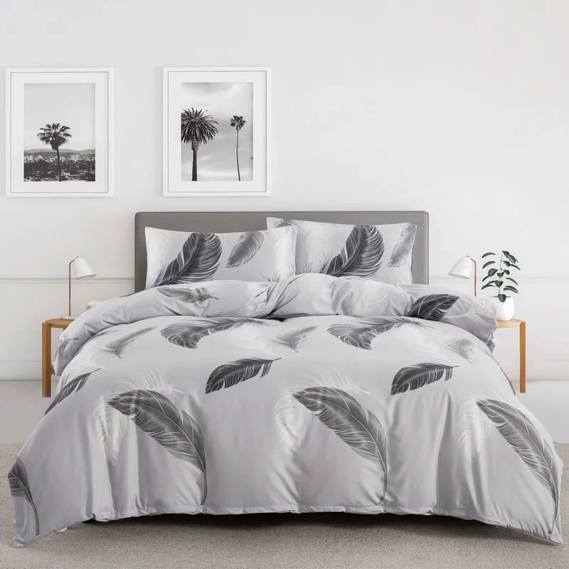 Grey feather duvet cover set
