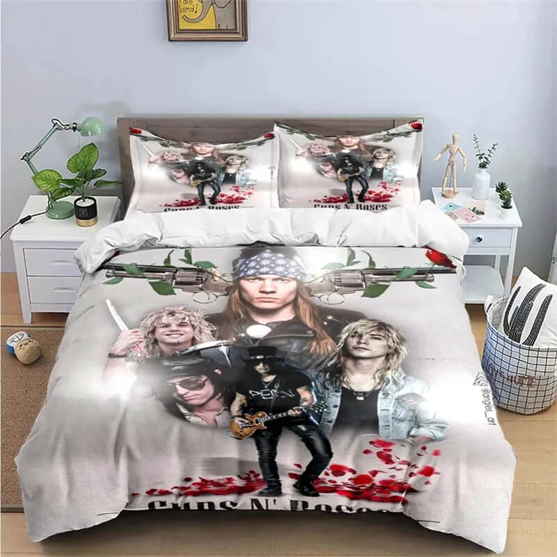 Retro rock band quilt cover