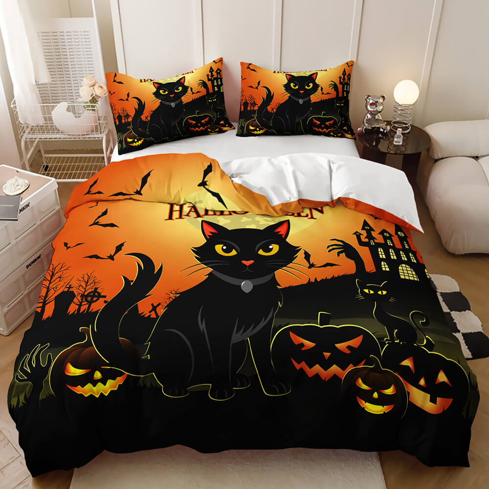 Black cat Halloween quilt cover bedding