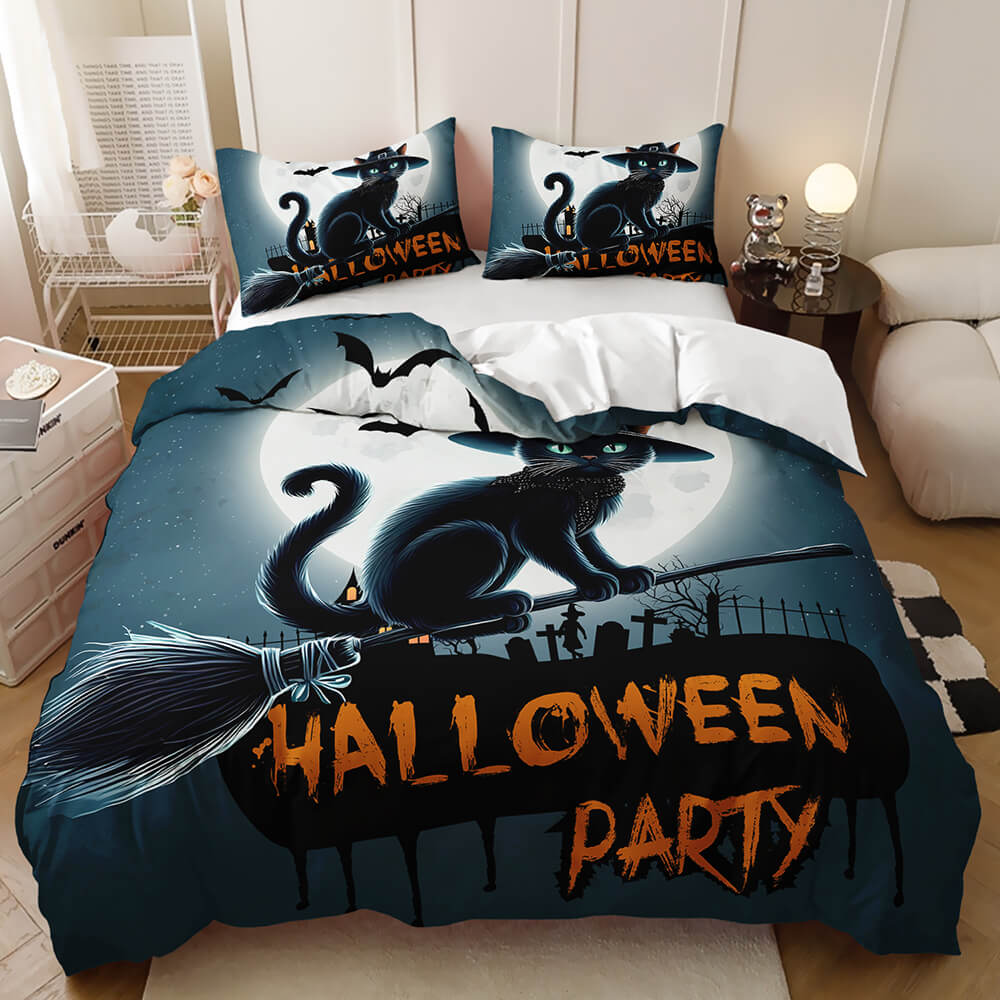 Black cat pumpkin duvet cover