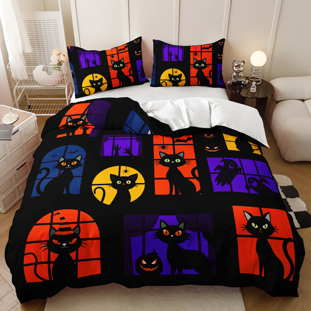 Spooky black cat doona cover