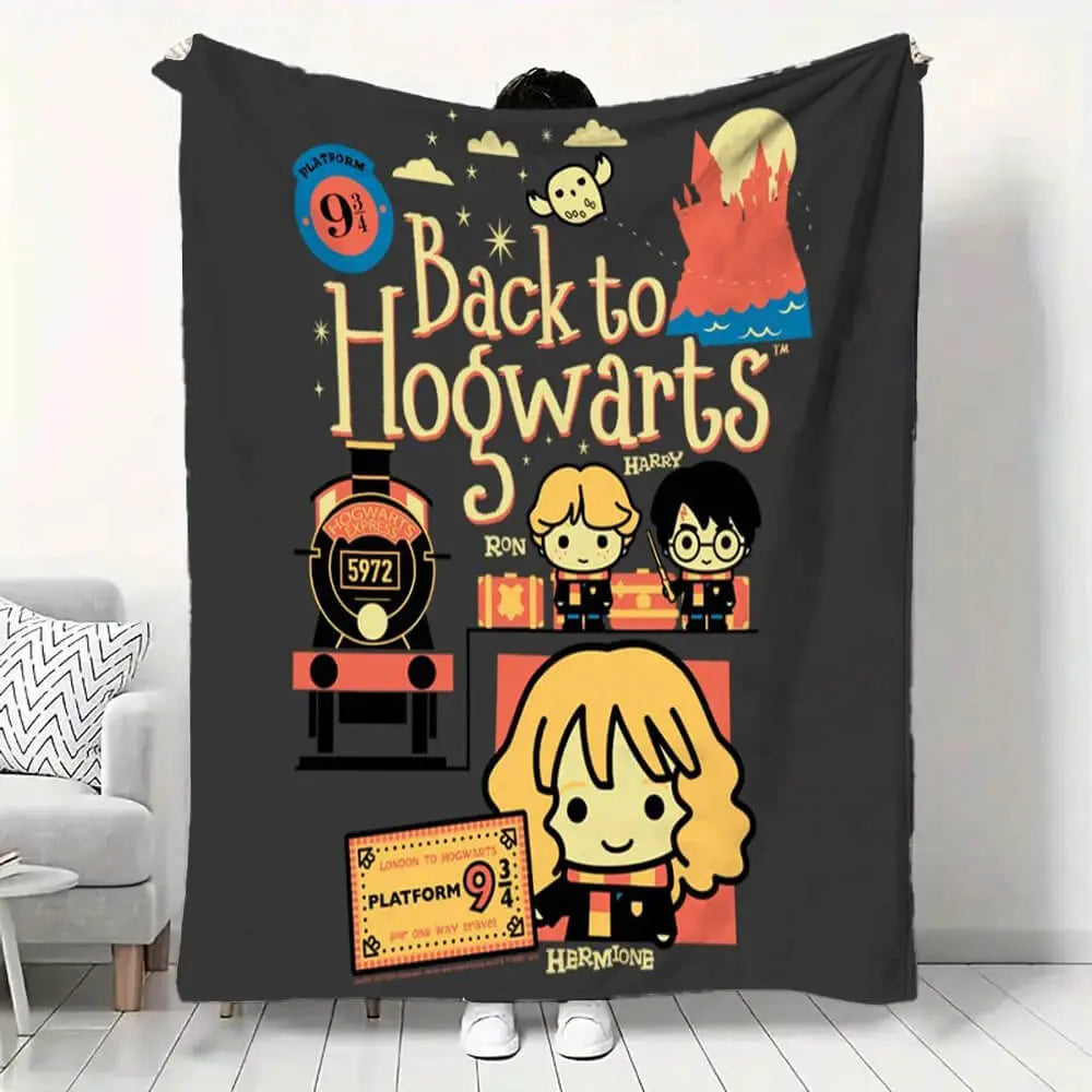 Harry Potter Hogwarts Cartoon Kids Throw Blanket