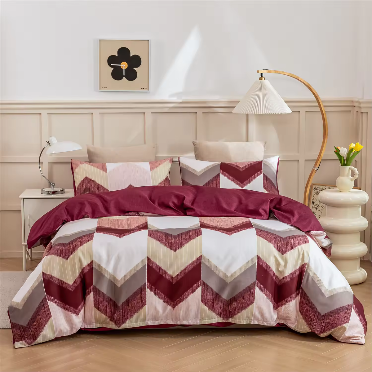 Retro Floral Doona Cover – Vintage Flower Print Bedding Set