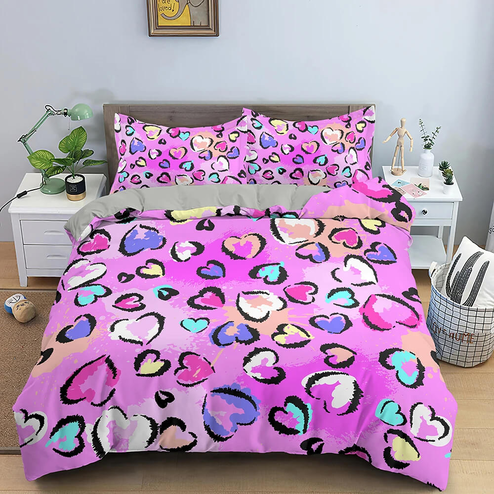 Heart Shaped Colorful Bedding Set for Kids and Adults
