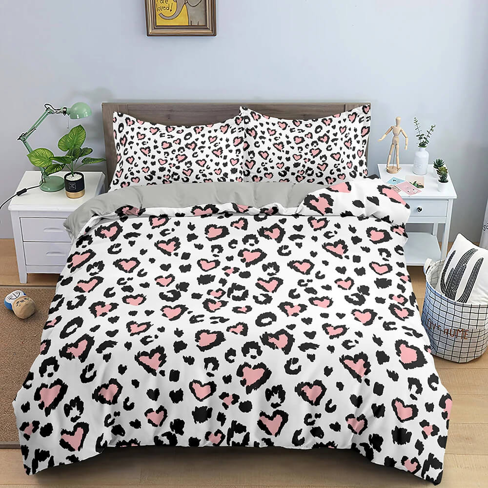Colorful Heart Pattern Duvet Cover with Pillowcases