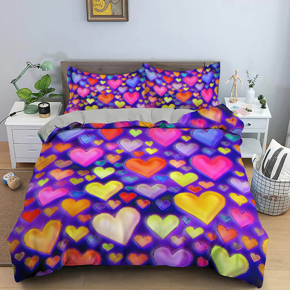 Romantic Heart Shaped Quilt Cover for Couples Bedroom