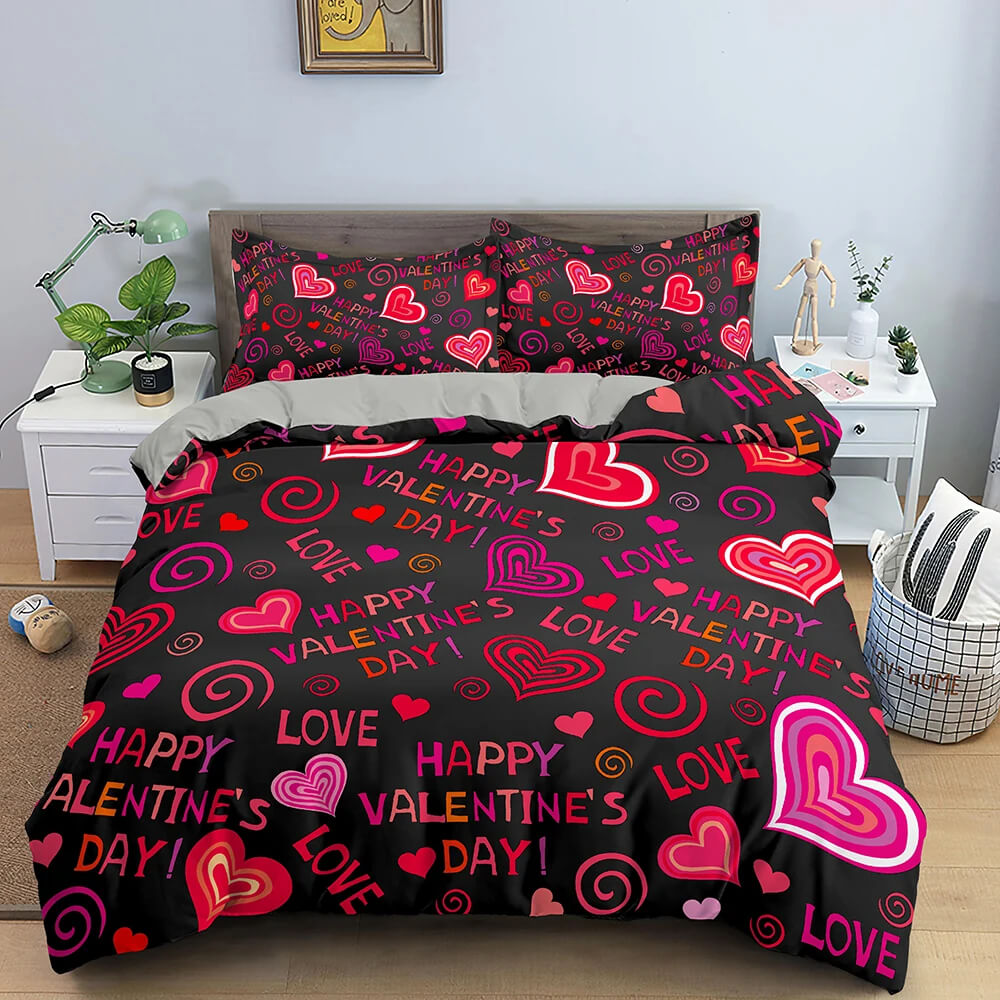 Romantic Love Heart Duvet Cover for Valentine’s Day Gift
