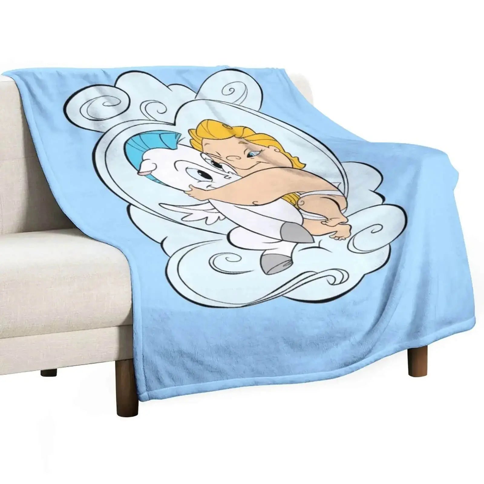 Hercules & Pegasus Cartoon Throw Blanket