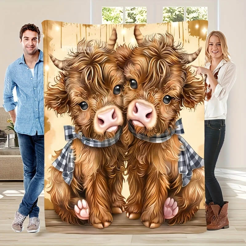 Highland cow gift blanket for kids