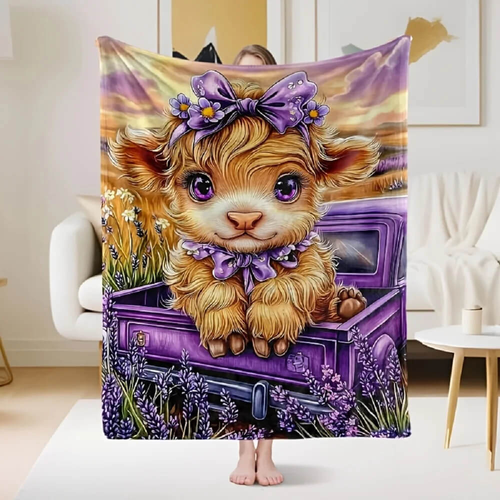 Highland cow animal blanket HD print