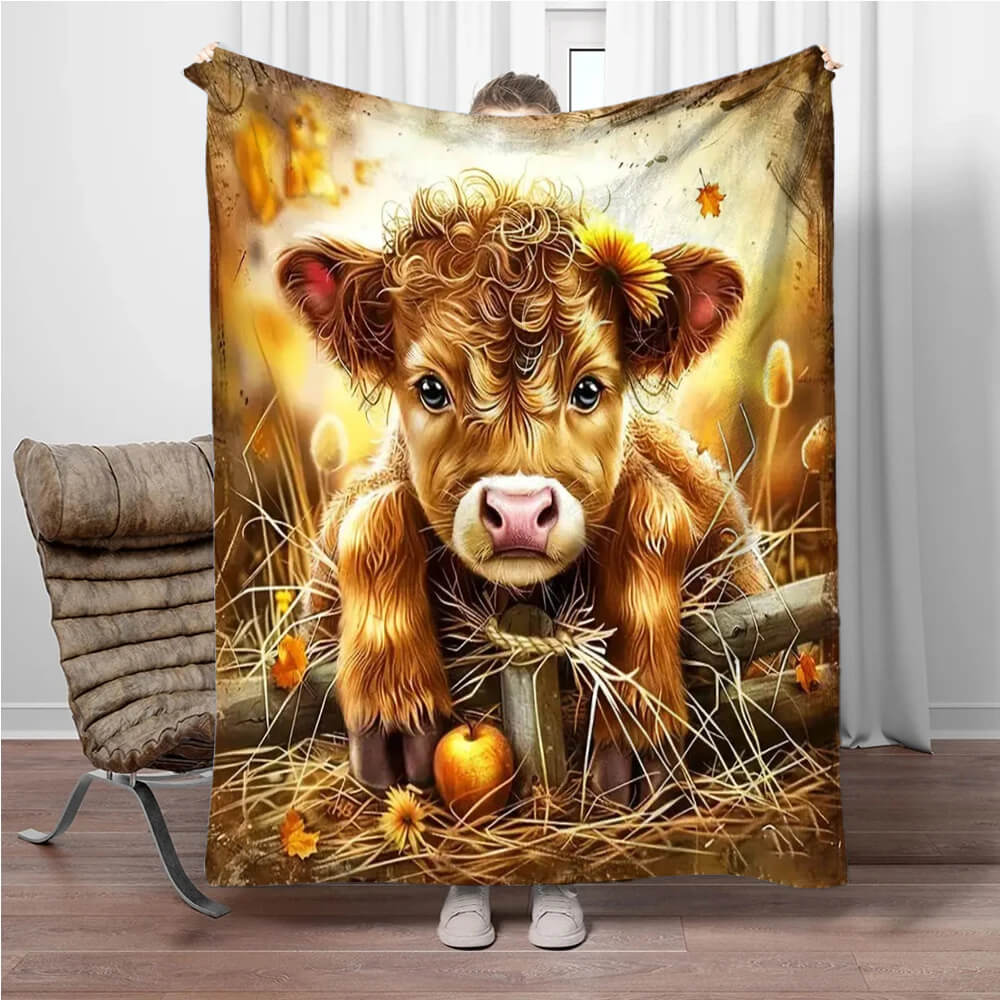 Highland cow kids blanket warm and cozy