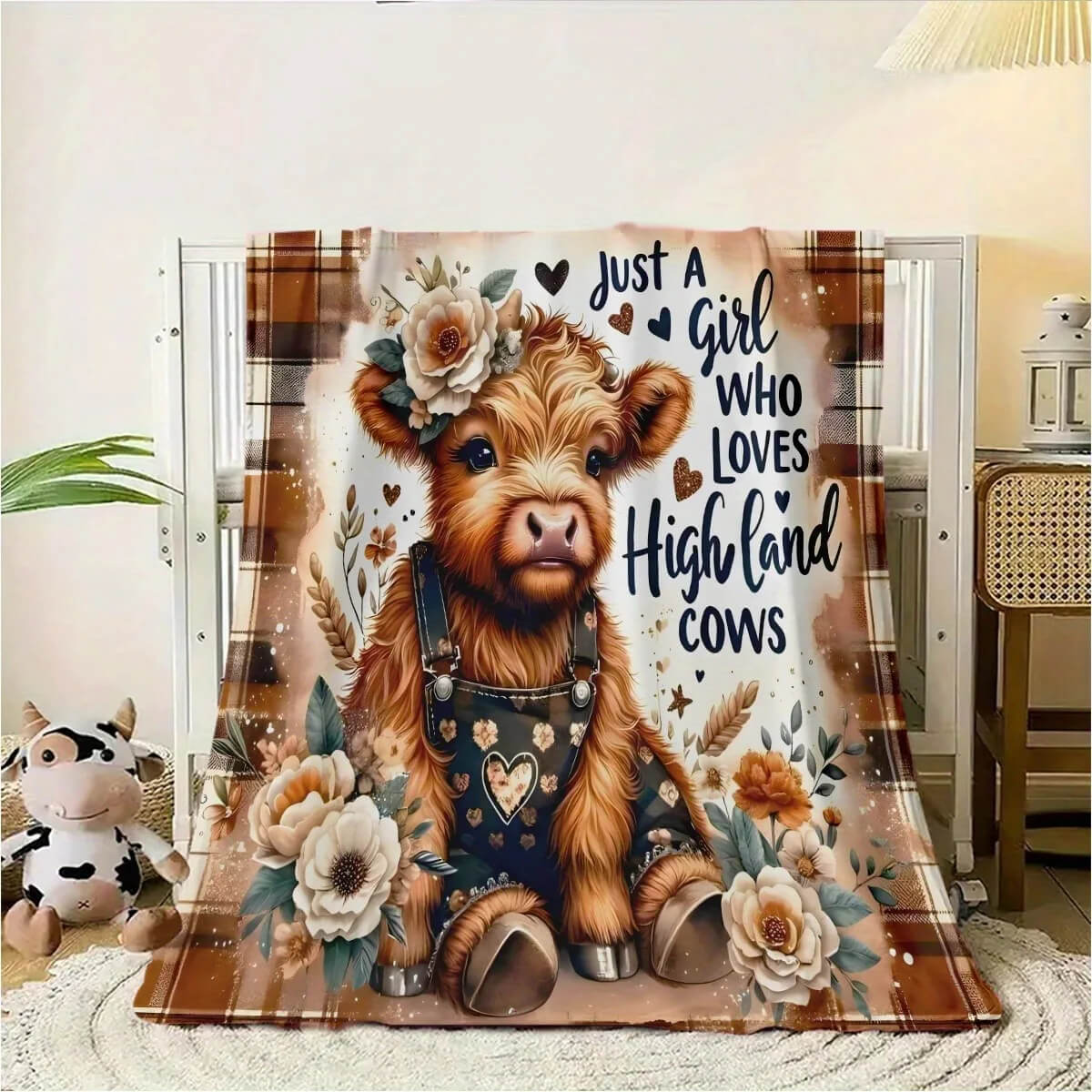 Highland cow throw blanket for sofa