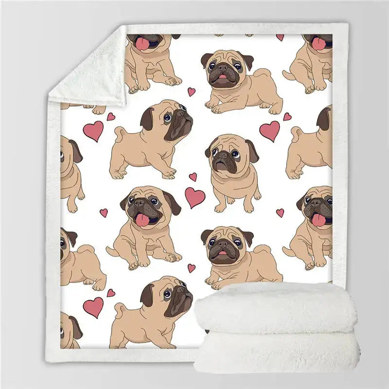 Hippie Pug Throw Blanket My Store