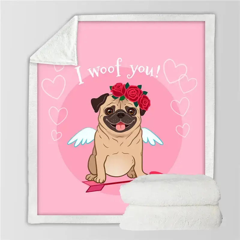 Hippie Pug Throw Blanket My Store