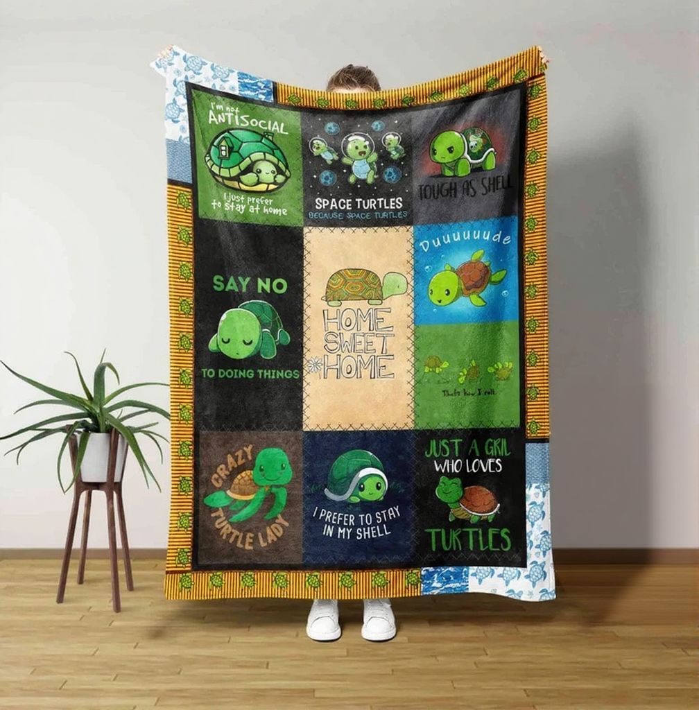 Home Sweet Home Blanket, Just A Girl Who Love Turtles Blanket, Turtle Blanket, Blanket For Gifts, Family Throw Blanket, Christmas Blanket