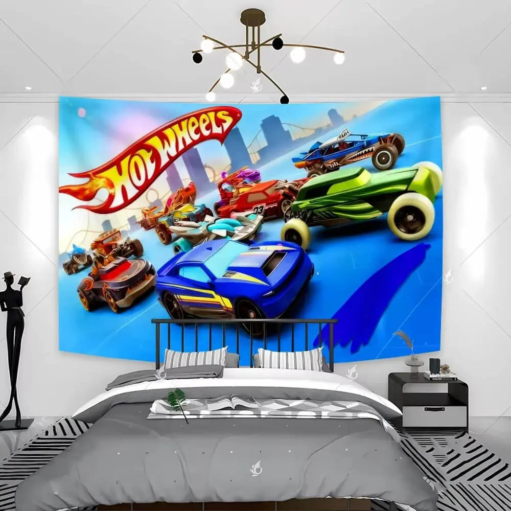 Hot Wheels Cartoon Wall Tapestry