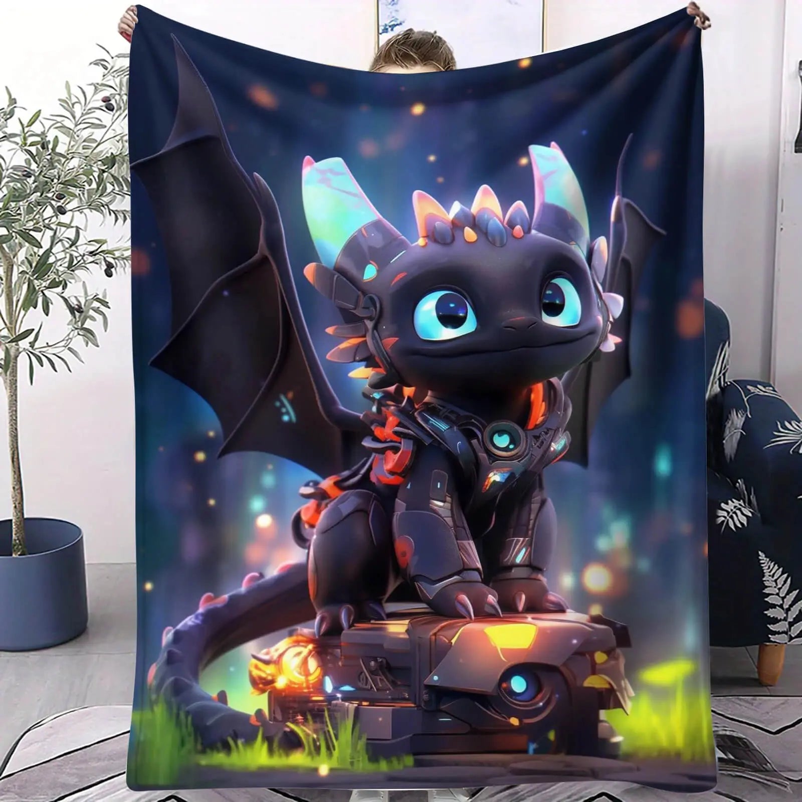 Black Dragon Throw Blanket