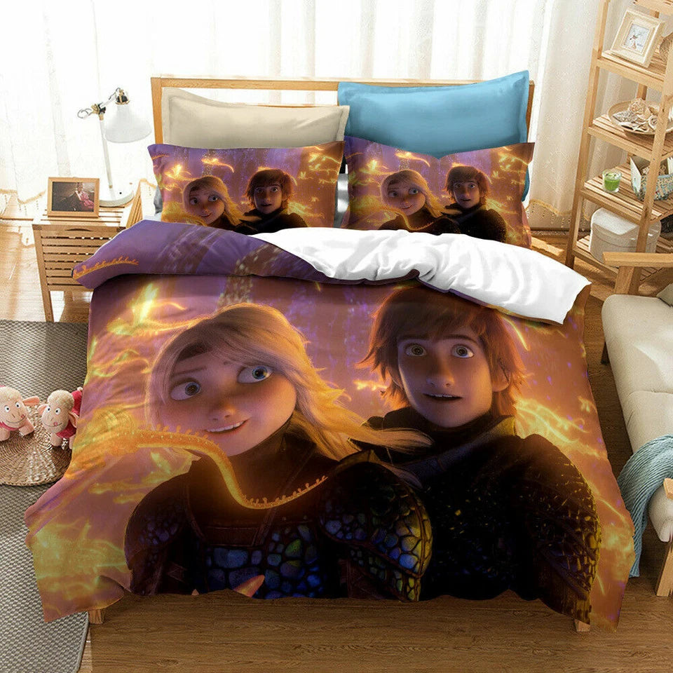 Hiccup Horrendous Haddock & Astrid Hofferson kids bedroom decor dragon bedding
