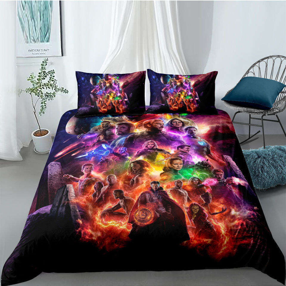 Marvel Avengers Super Heroes Quilt Cover for Kids & Teens – Iron Man, Spider-Man & Captain America Bedding
