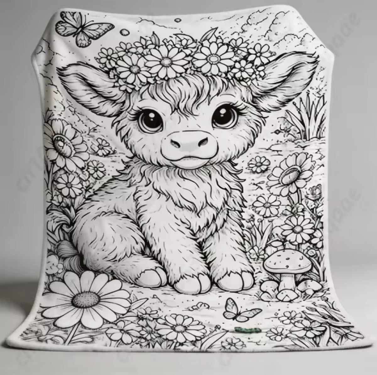 Highland cow coloring blanket