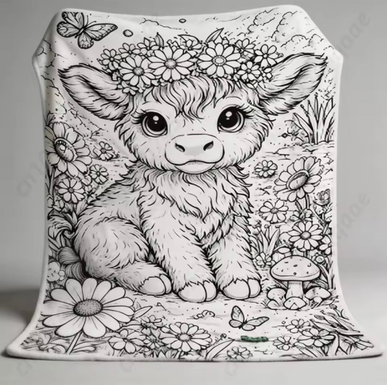 Highland cow coloring blanket