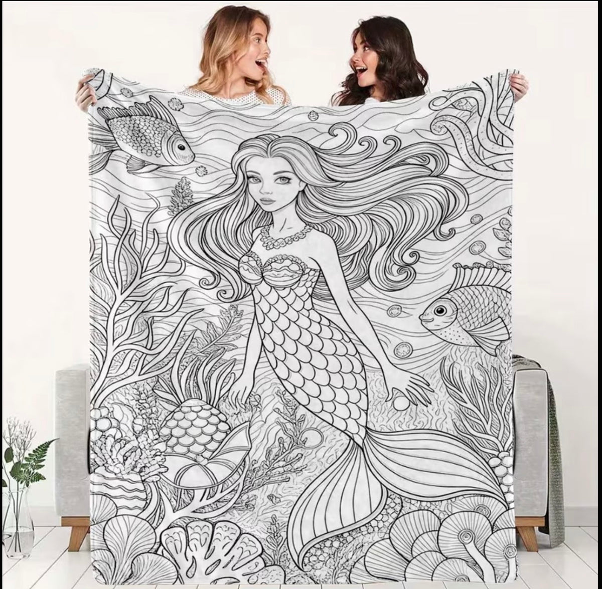 mermaid creative throw