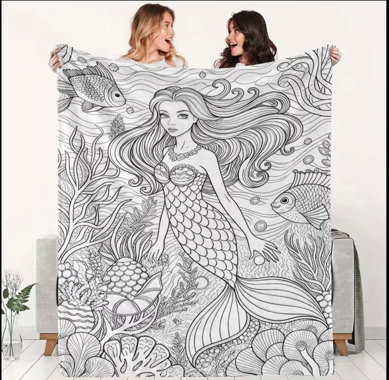 mermaid creative throw