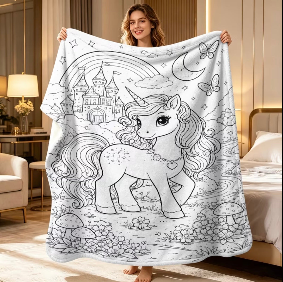 unircorn coloring blanket